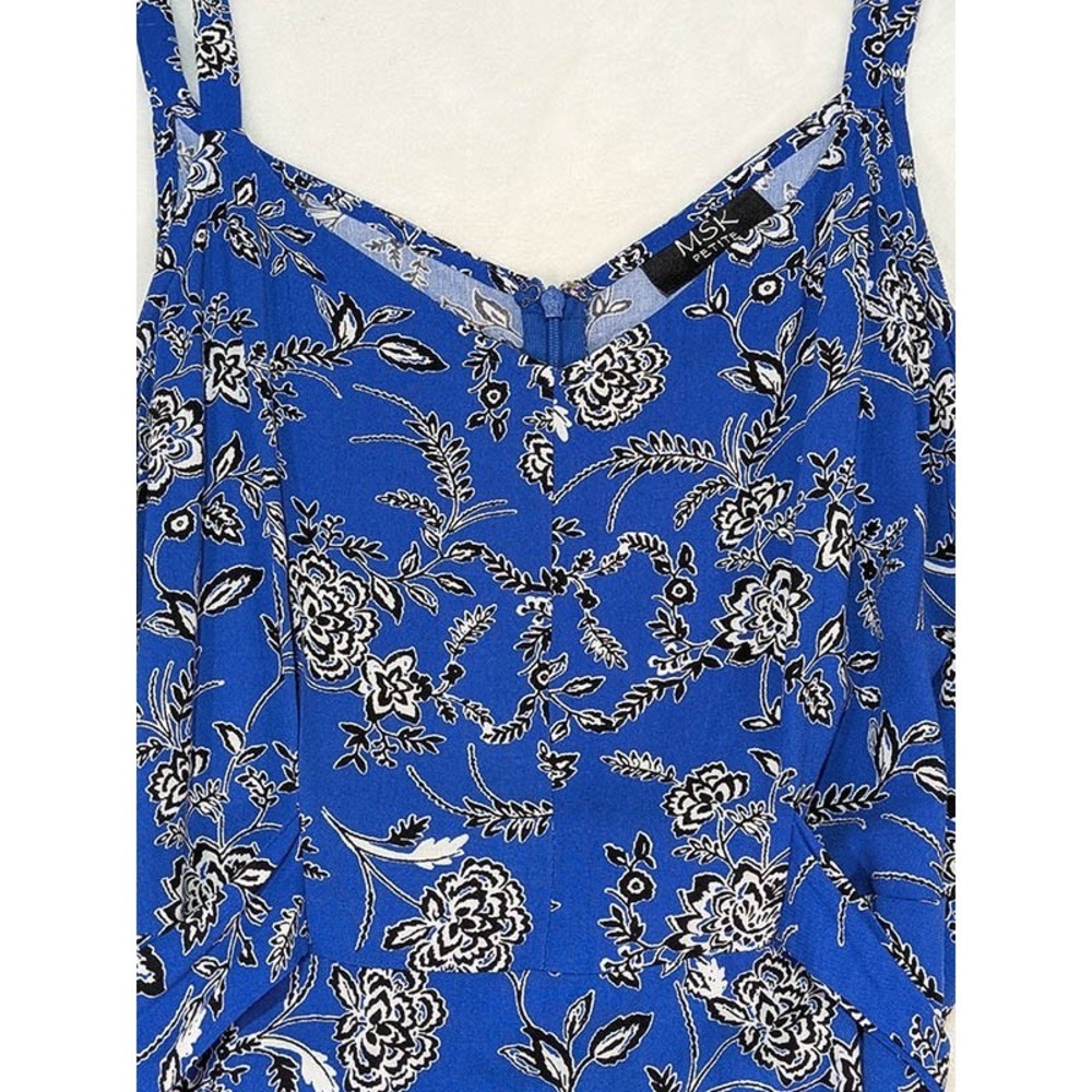 MSK Petite Sundress Womens PL Blue Floral Cotttagecore Vintage 90s Y2K Whimsical - Picture 3 of 11